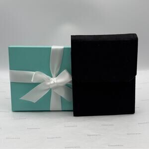 Tiffany & Co. Black Suede Necklace Presentation Blue Gift Box Storage W/ Bag